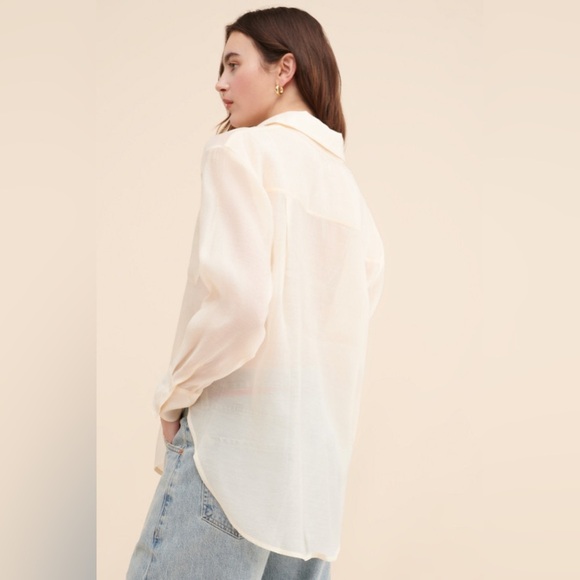 NWT Wayf for Anthropologie sheer organza buttondown shirt - Picture 2 of 9